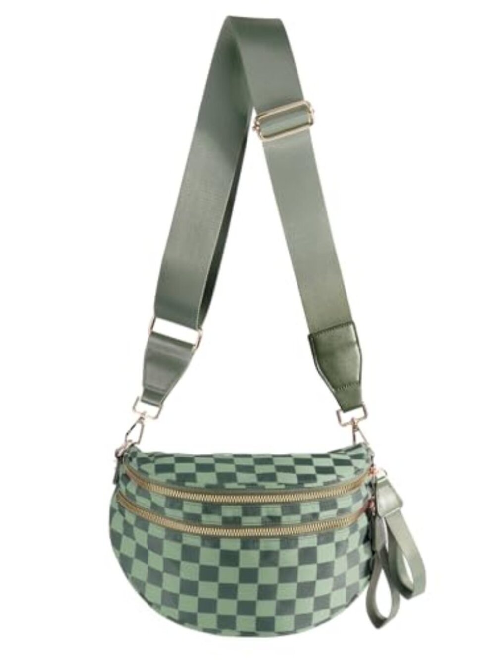 New Spacious Checkered Nylon Crossbody Bag Bum Bag Handbags Wallets for Women - Picture 1 of 7